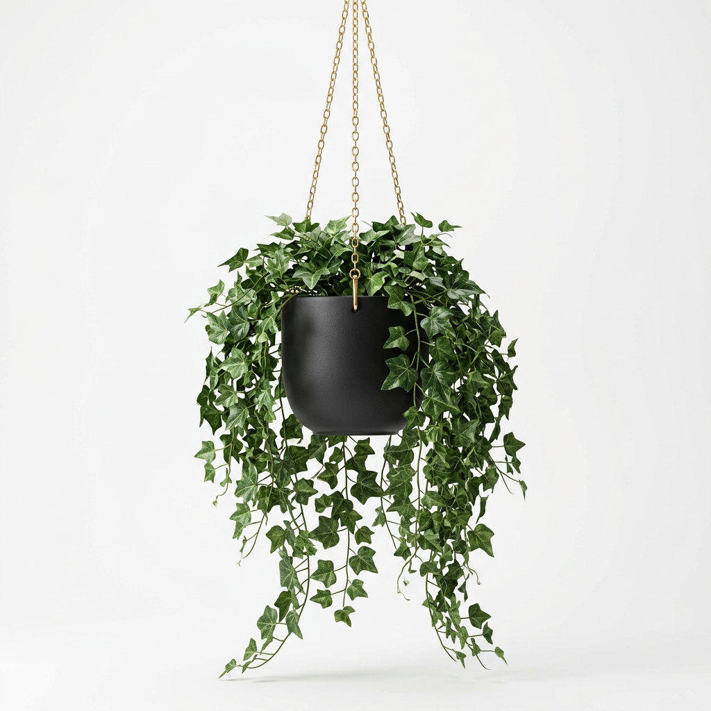 Lierre Suspendu Pot Noir & Or