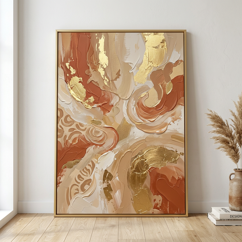 Toile Terracotta & Or 50x70cm