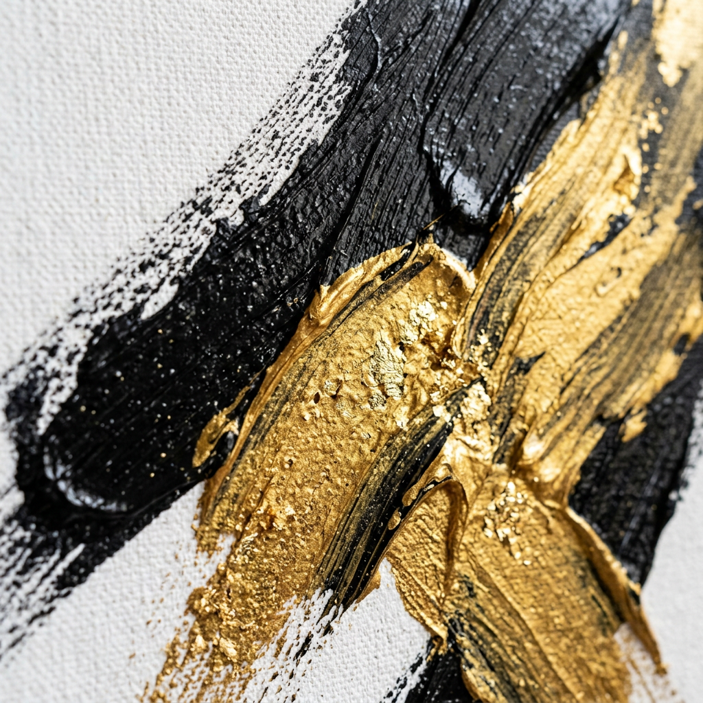 Tableau Abstrait Noir & Or 60x80