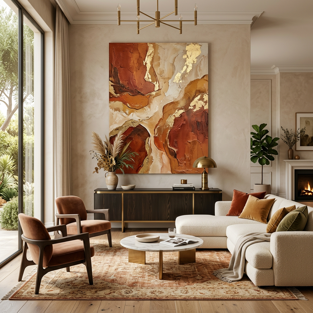 Toile Terracotta & Or 50x70cm