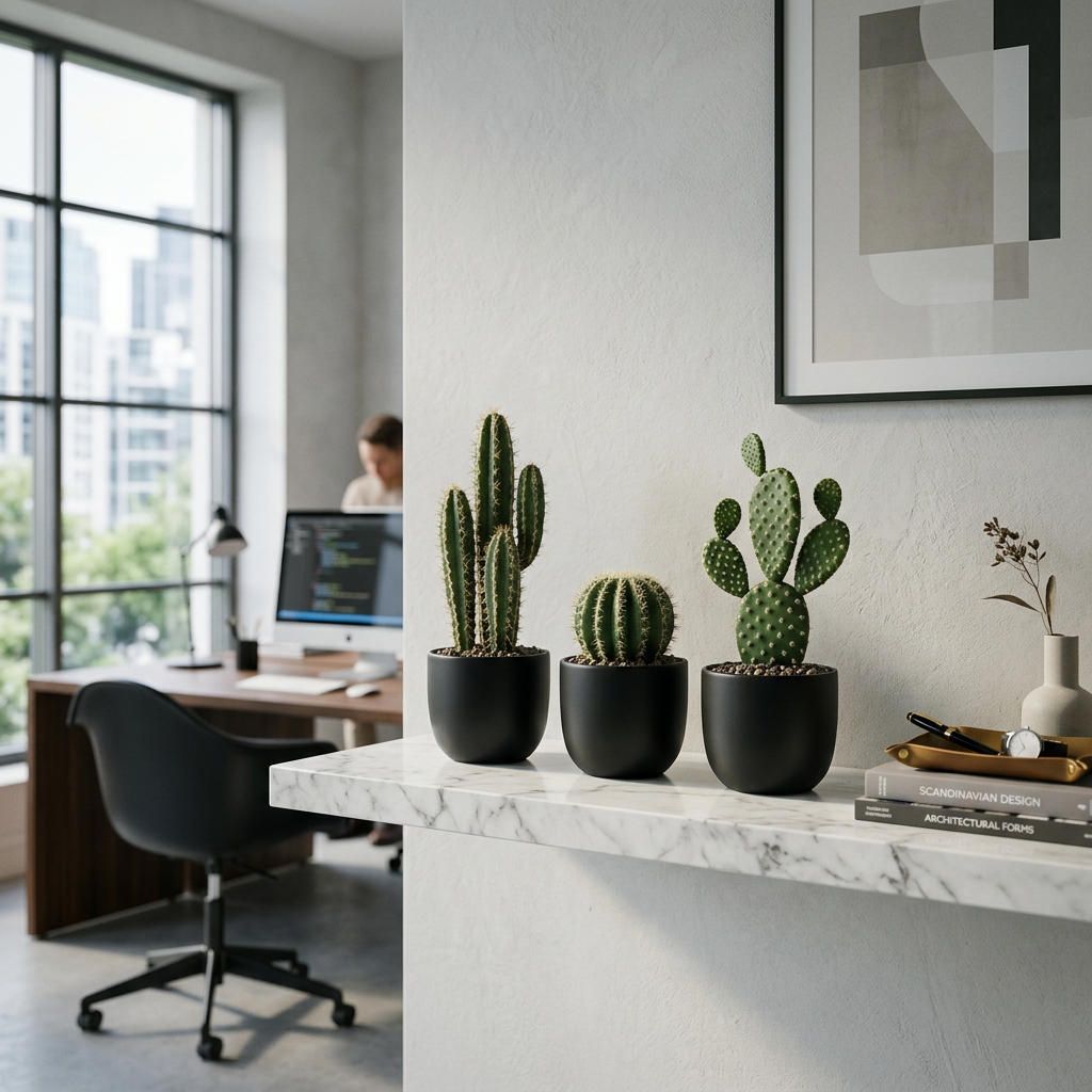 Set 3 Cactus Pots Noirs