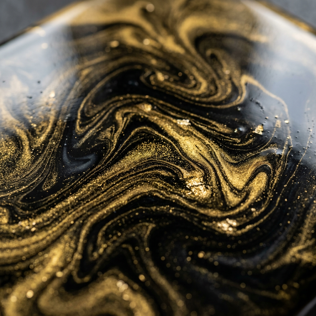 Tableau Résine Époxy Noir & Or ⭐